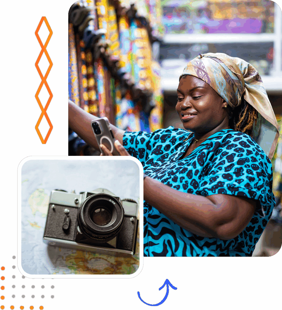 Woman smiling while taking a selfie.