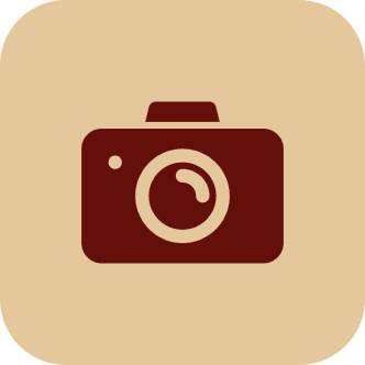 Camera icon on a beige background.